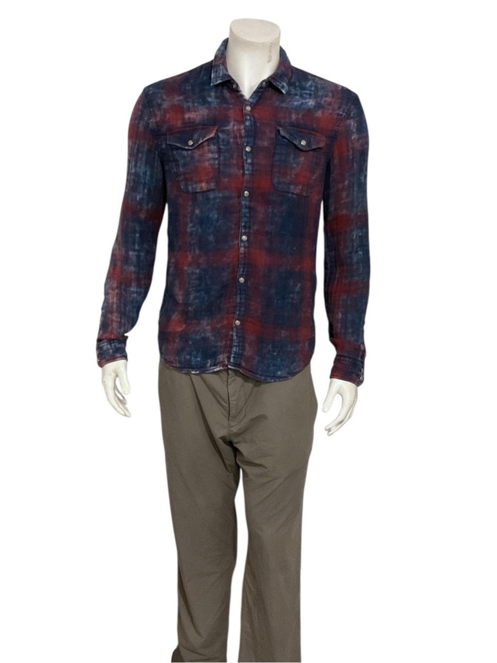 John Varvatos StarMen's Red & Blue Plaid Button-Up Shirt